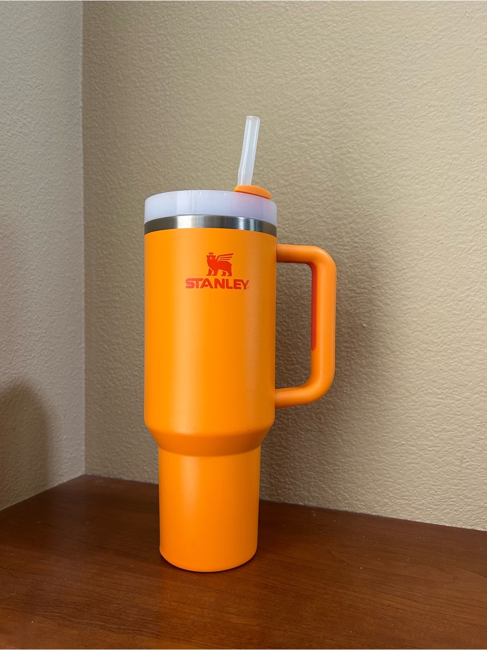 Stanley Bright Orange Insulated Tumbler with Handle and Straw